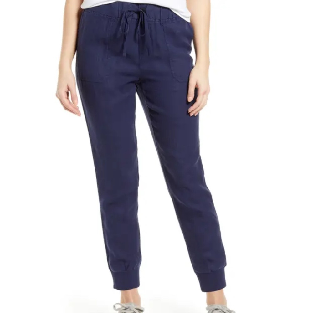 New with Tags Caslon Linen Joggers Size M Navy Peacoat Retail $59